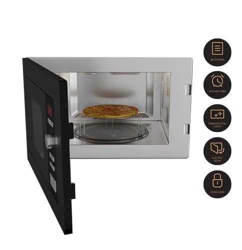Crompton Voila 20L Built-In Microwave Oven (Midnight Black) – Grill, Combi, 8 Auto Menus, Stainless Steel Cavity, 2-Year Warranty