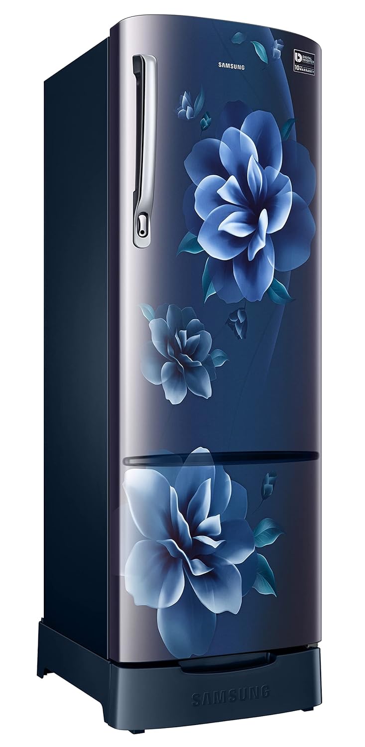Samsung RR26C3893CU/HL 246L 3 Star Inverter Direct-Cool Single Door Refrigerator Appliance (Camellia Blue) Base Stand Drawer