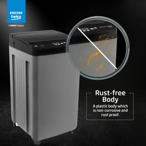 Voltas Beko WTL7004UEA/SPBPOD 7 Kg 5 Star Fully Automatic Top Load Washing Machine with Double Waterfall, Purestream Pulsator & SteelGlum Drum – Grey