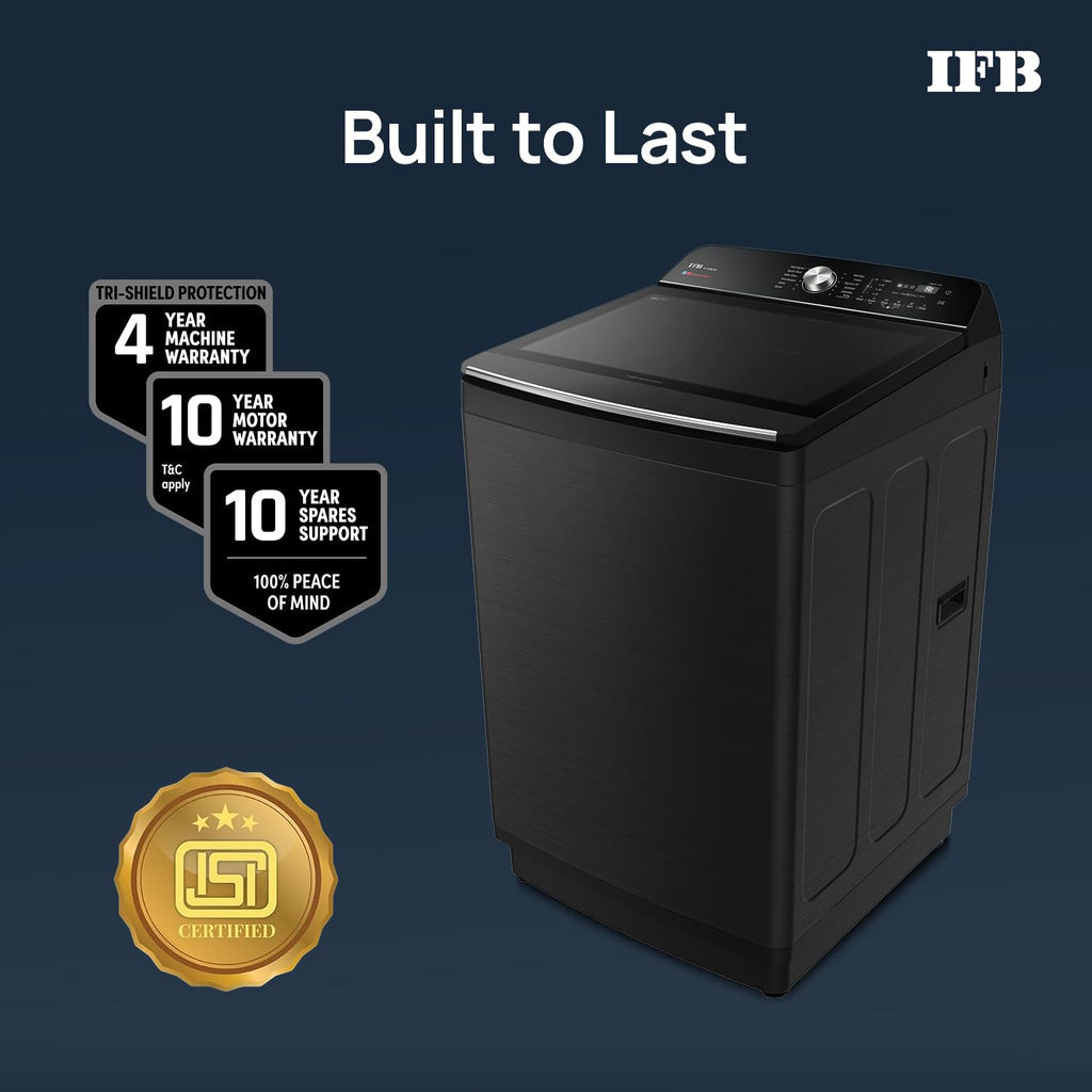 IFB TL121BL4SN 12 Kg 5 Star AI Powered Fully Automatic Top Load Washing Machine (2025 Model, DeepClean®, PowerSteam®, Inbuilt Heater, Black VCM)
