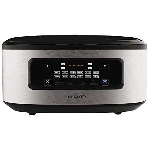Sharp KN-TC50VI-SL Twin Cooker | 1st Dual Pot Multi Cooker | Smart Temperature Control | 12 Auto Cooking Modes | Silver