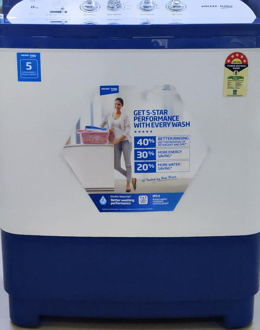 Voltas Beko WTT80DBLG Semi Automatic Washing Machine Beko BLUE 8.0 Kg