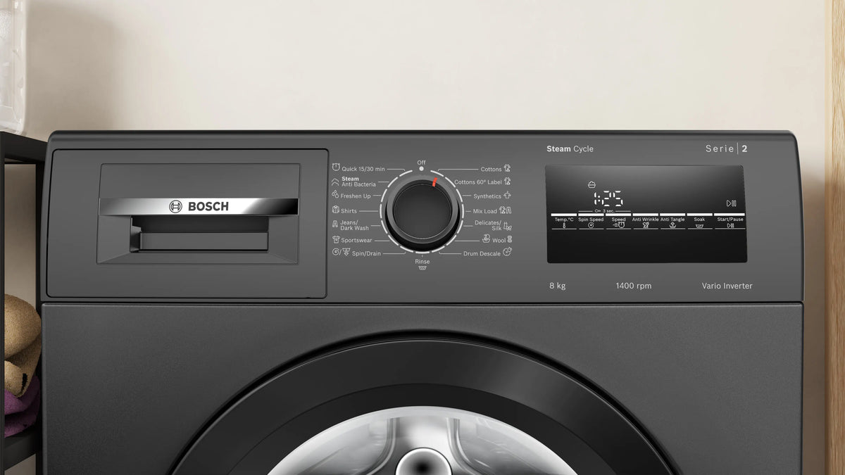Bosch Series 2 washing machine, front loader 8 kg 1400 rpm — WAJ2826CIN — alternate view