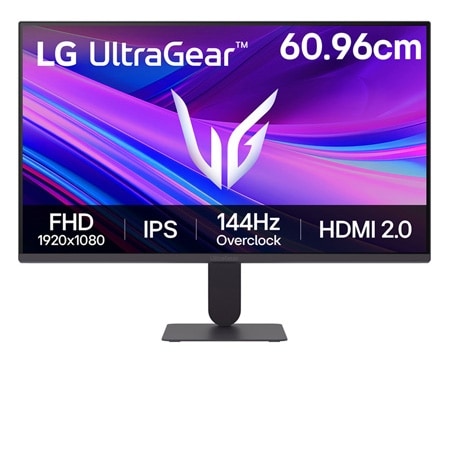 LG UltraGear™ G4 60.96 cm (24) 144Hz (overclock) FHD IPS Gaming Monitor | 24G411A with NVIDIA G-SYNC® compatible, sRGB 99% (Typ.) — 24G411A-B — product view