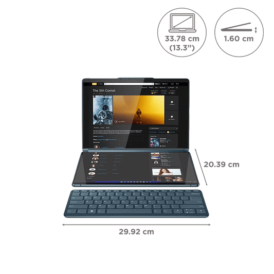 Lenovo Yoga Book 9 13IRU8 Intel Core i7 13th Gen (13.3 inch, 16GB, 1TB, Windows 11 Home, MS Office 2021, Intel Iris Xe, OLED Display, Tidal Teal, 82YQ001DIN)