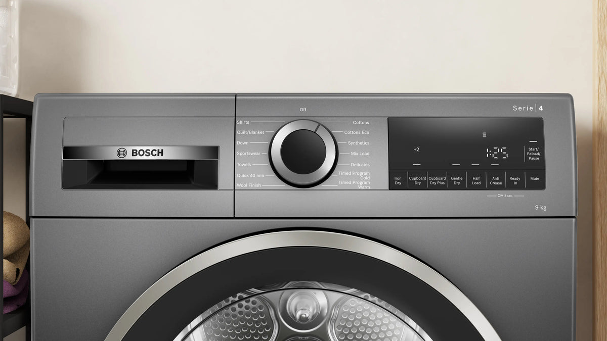 Bosch Series 4 heat pump tumble dryer 9 kg Cast iron grey — WQG2420RIN — alternate view