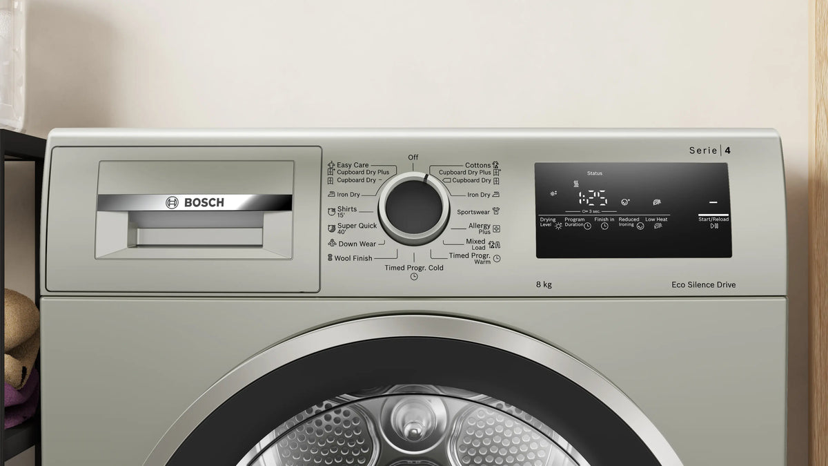 Bosch Series 4 condenser tumble dryer 8 kg Silver inox — WTN86202IN — alternate view