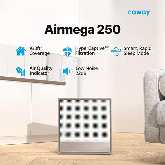 Coway AirMega 250 (AP-1720H) Air Purifier | Anti-Virus HEPA H13 Filter | Smart Auto Mode | Covers 930 sq ft Warm Grey