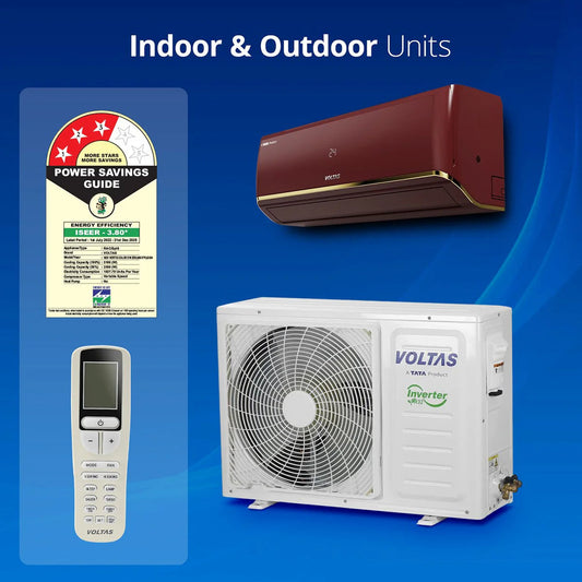 Voltas 183V Vertis Zen Deep Wine 1.5 Ton 3 Star Inverter Split AC – Ice-Wash Technology, Turbo Cooling, Copper Condenser, R32 Refrigerant