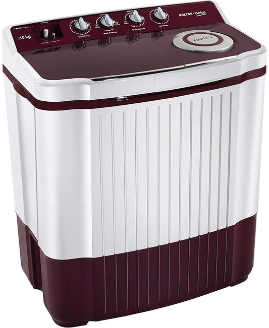 Voltas Beko 7Kg Semi Automatic Top Loading Washing Machine (WTT70ALIM,Burgundy)
