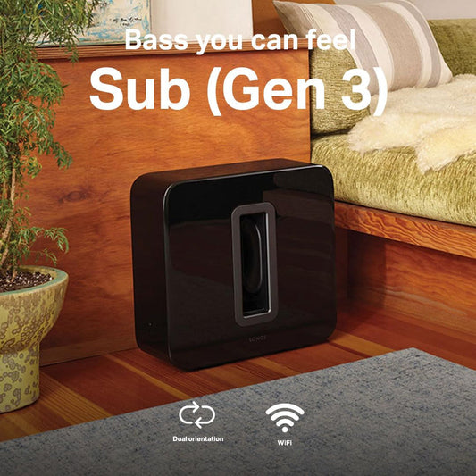 Sonos Sub (Gen 3) Wireless Subwoofer – Pure Deep Bass, 25 Hz Frequency Response, Distortion-Free Sound | Black | 24-Hour Delivery in Delhi NCR