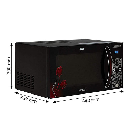 IFB 30FRC2 30 L Convection Microwave Oven (Black, Floral Design, Rotisserie, 101 Auto Cook Menus, Steam Clean, 3-Year Magnetron Warranty)