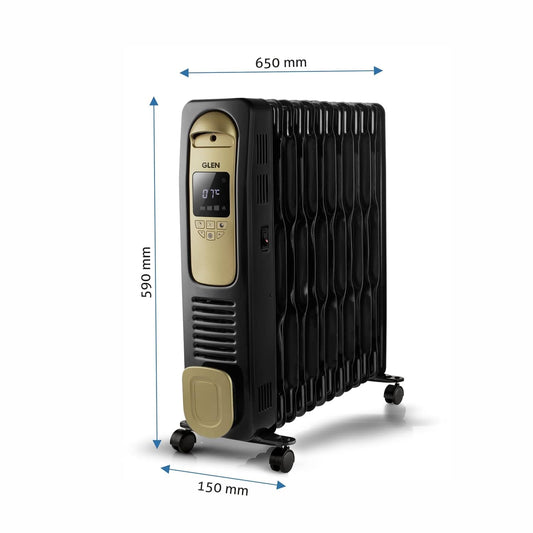 Glen HA7013DOR Digital Oil Filled Radiator Room Heater (11 Fin, 2900W) | Remote Control | Programmable Thermostat | Suraj Electronics Delhi NCR