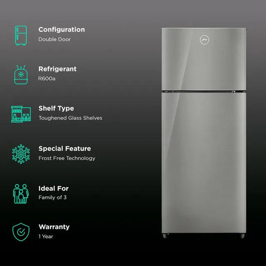 Godrej RT EON ALPHA 270C RI ST GL 238L 3-Star Frost Free Double Door Refrigerator | Advanced Inverter Technology | Nano Shield | Steel Glow | 10-Year Compressor Warranty