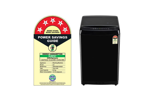LG T90V4OB1S 9 Kg Smart Inverter Top Load Washing Machine | In-Built Heater | Wi-Fi | Onyx Black | Suraj Electronics Delhi NCR