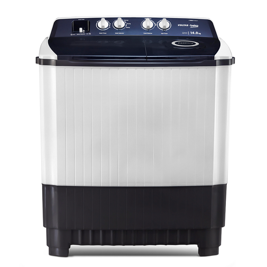 Voltas Beko WTT140AGRT 14 kg 5 Star Semi Automatic Washing Machine | Fast Dry™, Double Waterfall, Special Pulsator, Double Cassette Filter – Gray | Suraj Electronics