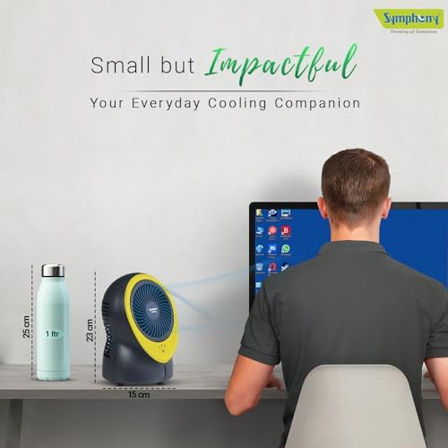 Symphony Buddy Mini Portable Tabletop Air Cooler for Home and Office with Whisper Quiet Operation and Touch Control (Yellow)