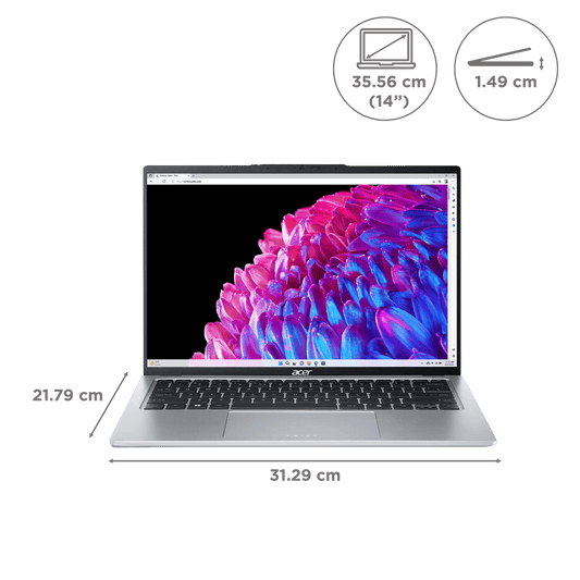acer Swift Go SFG14-73T-58PZ Intel Core Ultra 5 Touchscreen Thin & Light Laptop (16GB, 512GB SSD, Windows 11 Home, 14 inch LCD IPS Display, MS Office 2021, Silver, 1.32 KG)