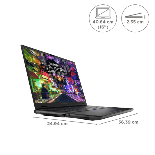 DELL Alienware m16 R2 Intel Core Ultra 9 Gaming Laptop (16GB, 1TB SSD, Windows 11 Home, 8GB Graphics, 16 inch 240 Hz QHD Plus Display, NVIDIA GeForce RTX 4060, MS Office Home & Student 2021, Dark Metallic Moon, 2.61 KG)