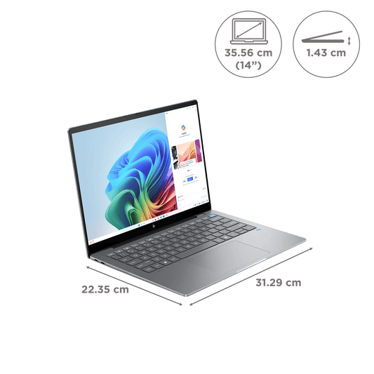 HP OmniBook X 14-fe0121QU Snapdragon X Elite Touchscreen Thin & Light Laptop (16GB, 1TB SSD, Next-Gen Windows, 14 inch 2.2K IPS Display, MS Office 2021, Meteor Silver, 1.34 KG)