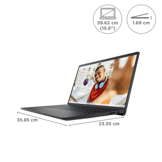 DELL Inspiron 15 3535 AMD Ryzen 3 7320U 7th Gen Notebook Laptop (8GB, 512GB SSD, Windows 11 Home, 15.6 inch Full HD Display, MS Office 2021, Carbon Black, 1.63 KG)