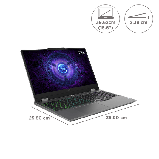 Lenovo LOQ 15IAX9 Intel Core i5 12th Gen Gaming Laptop (16GB, 512GB SSD, Windows 11 Home, 6GB Graphics, 15.6 inch 144 Hz IPS Display, NVIDIA GeForce RTX 3050, MS Office 2024, Luna Grey, 2.38 KG)