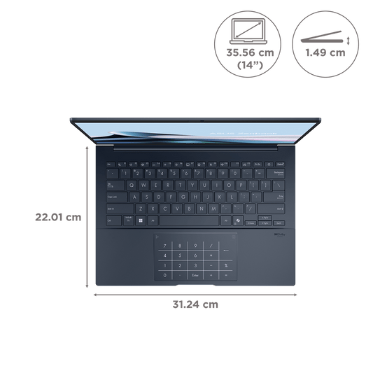 ASUS Zenbook 1 Intel Core Ultra 5 225H Touchscreen Notebook Laptop (16GB, 1TB SSD, Windows 11 Home, 14 inch OLED Display, MS Office 2024, Ponder Blue, 1.28 KG)