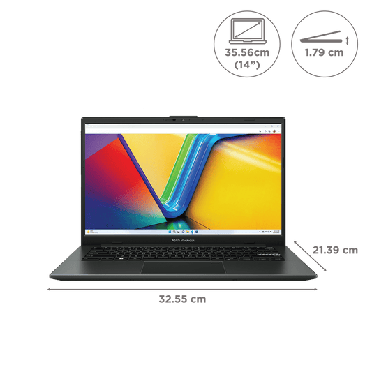 ASUS Vivobook Go 14 AMD Ryzen 5 7520U Thin & Light Laptop (16GB, 512GB SSD, Windows 11 home, AMD Radeon Graphics, 14 inch Full HD Display, MS Office Home 2024, Mixed Black, 1.38 KG)