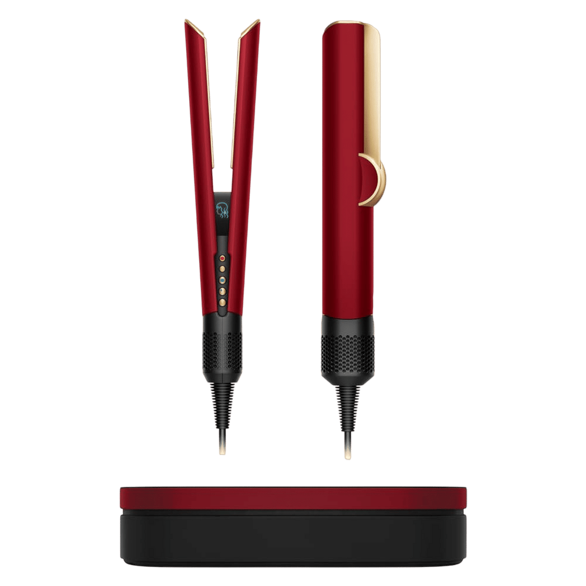 Dyson Airstrait Hair Straightener Red Velvet & Gold | Wet-to-Dry Styling, No Heat Damage, Intelligent Airflow, LCD Display