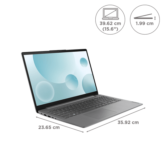 Lenovo Ideapad 3 15IAU7 Intel Core i3 12th Gen Thin & Light Laptop (8GB, 512GB SSD, Windows 11 Home, 15.6 inch Full HD Display, MS Office Home 2024, Arctic Grey, 1.63 KG)