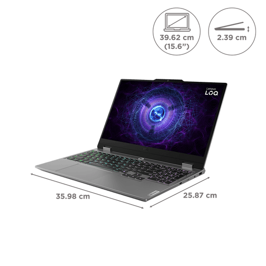 Lenovo LOQ 15IRX9 Intel Core i5 13th Gen Gaming Laptop (24GB, 512GB SSD, Windows 11 Home, 6GB Graphics, 15.6 inch 144 Hz Full HD IPS Display, NVIDIA Geforce RTX 4050, MS Office Home 2024, Luna Grey, 2.38 KG)