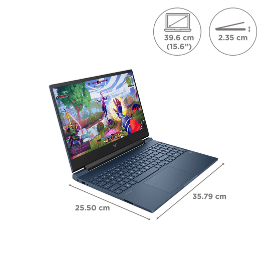 HP Victus 15-fb3011AX AMD Ryzen 5 Gaming Laptop (16GB, 512GB SSD, Windows 11 Home, 6GB Graphics, 15.6 inch 144Hz Full HD IPS Display, NVIDIA GeForce RTX 3050, Performance Blue, 2.29 KG)