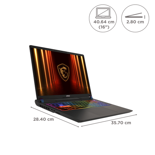 MSI Vector 16 HX AI A2XWHG Intel Core Ultra 7 255HX Gaming Laptop (32GB, 1TB SSD, Windows 11 Home, 12GB Graphics, 16 inch 240 Hz QHD Plus Display, NVIDIA GeForce RTX 5070 Ti, MS Office Home, Cosmos Gray, 2.7 KG)