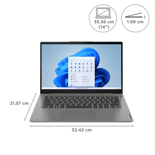 Lenovo IdeaPad 3 14IAU7 Intel Core i3 12th Gen Thin & Light Laptop (8GB, 512GB SSD, Windows 11 Home, 14 inch Full HD Display, MS Office Home 2021, Arctic Grey, 1.43 KG)