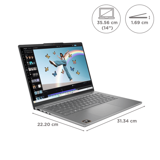 Lenovo IdeaPad Slim 5 14AKP10 AMD Ryzen AI 7 Thin & Light Laptop (24GB, 1TB SSD, Windows 11 Home, 14 inch WUXGA OLED Display, MS Office Home 2024, Luna Grey, 1.39 KG)