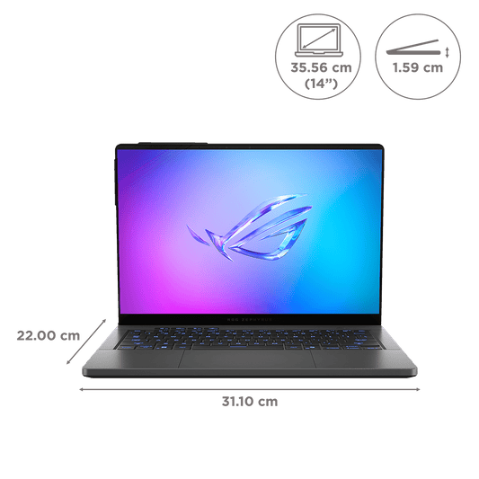 ASUS ROG Zephyrus G14 GA403WR-QS123WS AMD Ryzen AI 9 Gaming Laptop (32GB, 2TB SSD, Windows 11 Home, 12GB Graphics, 14 inch 120Hz 3K OLED Display, NVIDIA GeForce RTX 5070 Ti, MS Office Home 2024, Eclipse Gray, 1.57 KG)