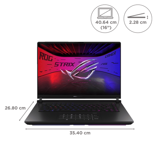 ASUS ROG Strix SCAR 16 G635LW-RW157WS Intel Core Ultra 9 Gaming Laptop (32GB, 2TB SSD, Windows 11 Home, 16GB Graphics, 16 inch 240 Hz 2.5K WQXGA Mini LED Display, NVIDIA GeForce RTX 5080, MS Office Home 2024, Off Black, 2.8 KG)