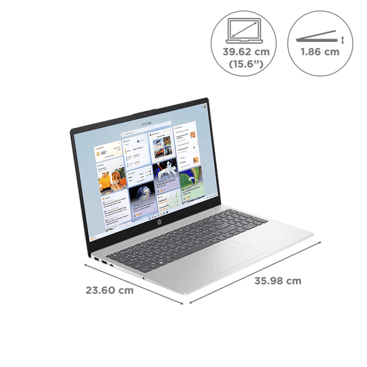 HP 15-fc0154AU AMD Ryzen 3 Thin & Light Laptop (8GB, 512GB SSD, Windows 11 Home, 15.6 inch Full HD Display, MS Office Home, Natural Silver, 1.59 KG)