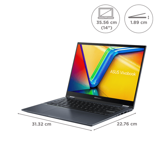 ASUS Vivobook S14 Flip TP3402VAO-LZ619WS Intel Core i5 13th Gen Touchscreen 2-in-1 Laptop (16GB, 512GB SSD, Windows 11 Home, 14 inch WUXGA IPS Display, MS Office Home 2024, Quiet Blue, 1.50 KG)