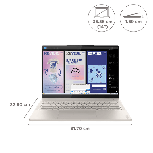 Lenovo Yoga 7 14ILL10 Intel Core Ultra 7 Touchscreen 2-in-1 Laptop (32GB, 1TB SSD, Windows 11 Home, 14 inch 2.8K WQXGA Plus OLED Display, MS Office 2024, Seashell, 1.38 KG)