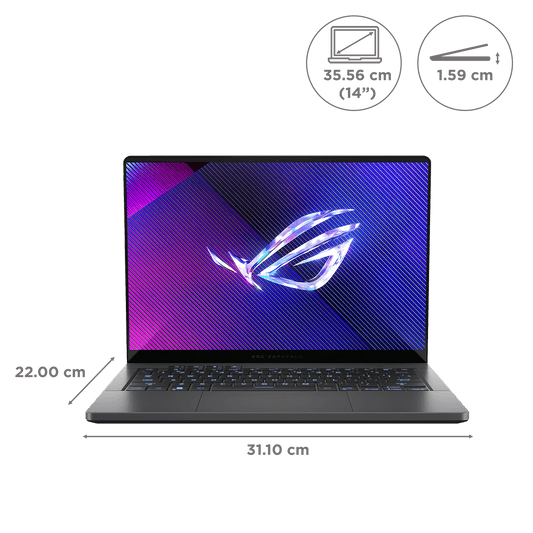 ASUS Zephyrus G14 GA403UM-QS007WS AMD Ryzen 9 Gaming Laptop (16GB, 1TB SSD, Windows 11 Home, 8GB Graphics, 14 inch 120 Hz OLED WQXGA+ Display, NVIDIA GeForce RTX 5060, MS Office Home 2024, Eclipse Gray, 1.5 KG)