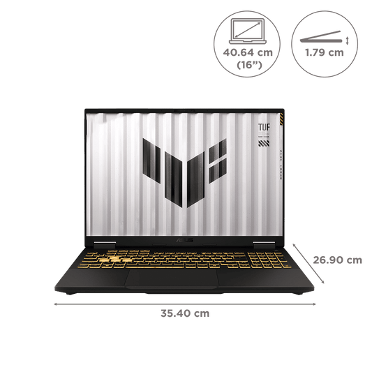 ASUS TUF F16 FX608JH-RV057WS Intel Core i5 13th Gen Gaming Laptop (16GB, 1TB SSD, Windows 11 Home, 8GB Graphics, 16 inch 165 Hz FHD+ WUXGA Display, NVIDIA GeForce RTX 5050, MS Office Home 2024, Jaeger Gray, 2.20 KG)