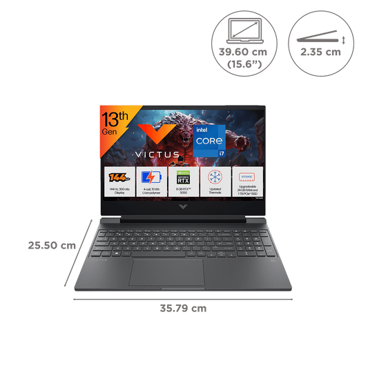 HP Victus 15-fa2309TX Intel Core i7 13th Gen Gaming Laptop (24GB, 1TB SSD, Windows 11 Home, 8GB Graphics, 15.6 Inch 144 Hz Full HD IPS Display, NVIDIA GeForce RTX 5050, MS Office Home 2024, Mica Silver, 2.29 KG)