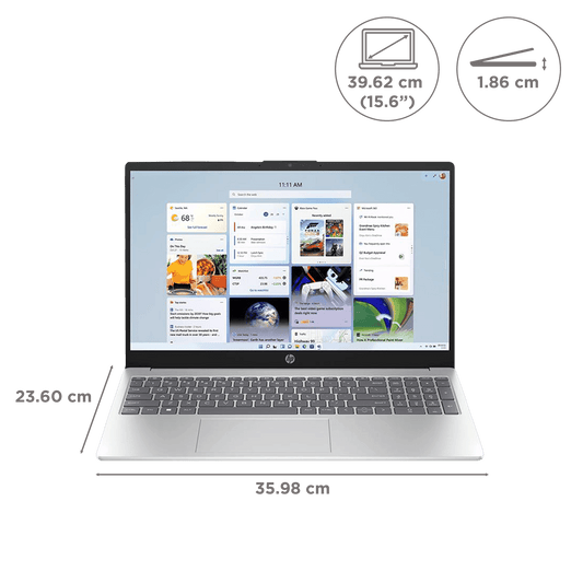 HP 15-fc0552AU AMD Ryzen 3 Thin & Light Laptop (8GB, 512GB SSD, Windows 11 Home, 15.6 inch Full HD Display, Natural Silver, 1.59 KG)