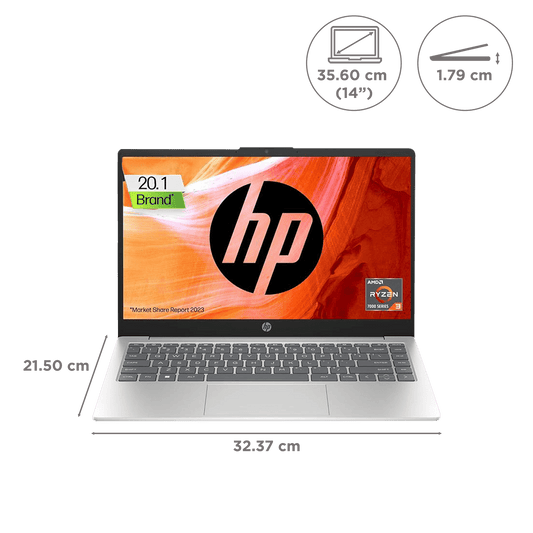 HP 14-em0243AU AMD Ryzen 3 Thin & Light Laptop (8GB, 512GB SSD, Windows 11 Home, 14 inch Full HD Display, Natural Silver, 1.40 KG)