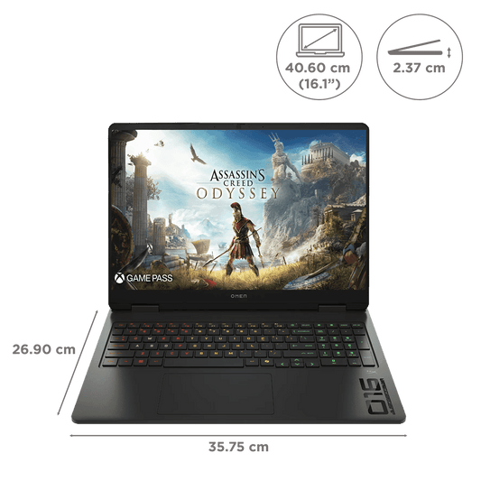 HP OMEN 16-am0241TX Intel Core i7 14th Gen Gaming Laptop (24GB, 1TB SSD, Windows 11 Home, 8GB Graphics, 16 inch 165 Hz 2K IPS Display, NVIDIA GeForce RTX 5050, MS Office Home 2024, Shadow Black, 2.43 KG)