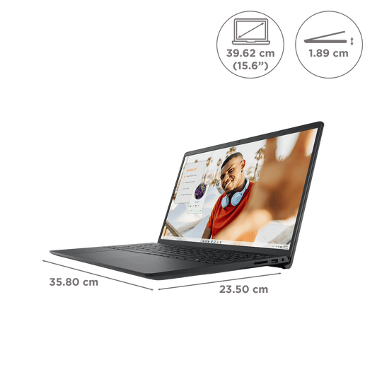 DELL DC15255 AMD Ryzen 5 Thin & Light Laptop (8GB, 512GB SSD, Windows 11, 15.6 inch Full HD Display, MS Office Home 2024, Carbon Black, 1.66 KG)