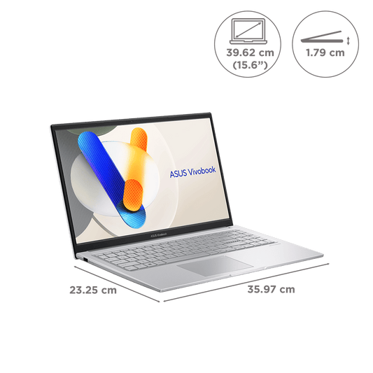 ASUS Vivobook 15 X1504VAP-BQ541WS Intel Core 5 Thin & Light Laptop (16GB RAM, 512GB SSD ROM, Windows 11 Home, 15.6 inch Full HD IPS Display, MS Office Home 2024, Cool Silver, 1.70 KG)