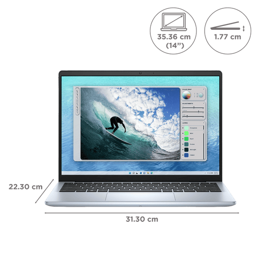 Dell DC 14250 Intel Core 5 Laptop (16GB, 512GB SSD, Windows 11, 14 inch Full HD Plus Display, MS Office 2024, Ice Blue, 1.53 KG)