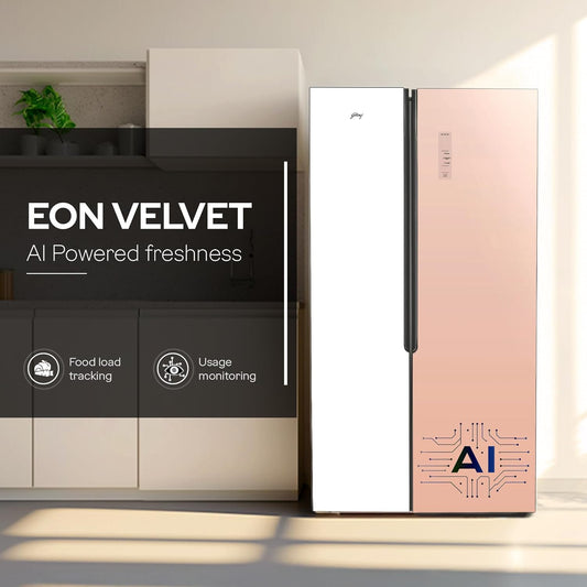 Godrej RS EONVELVET 646C 600L 3 Star Inverter Side-by-Side Refrigerator | Smart Convertible Zones | Digital Touch Panel | Frost Free | Opera Rose (2025 Model)